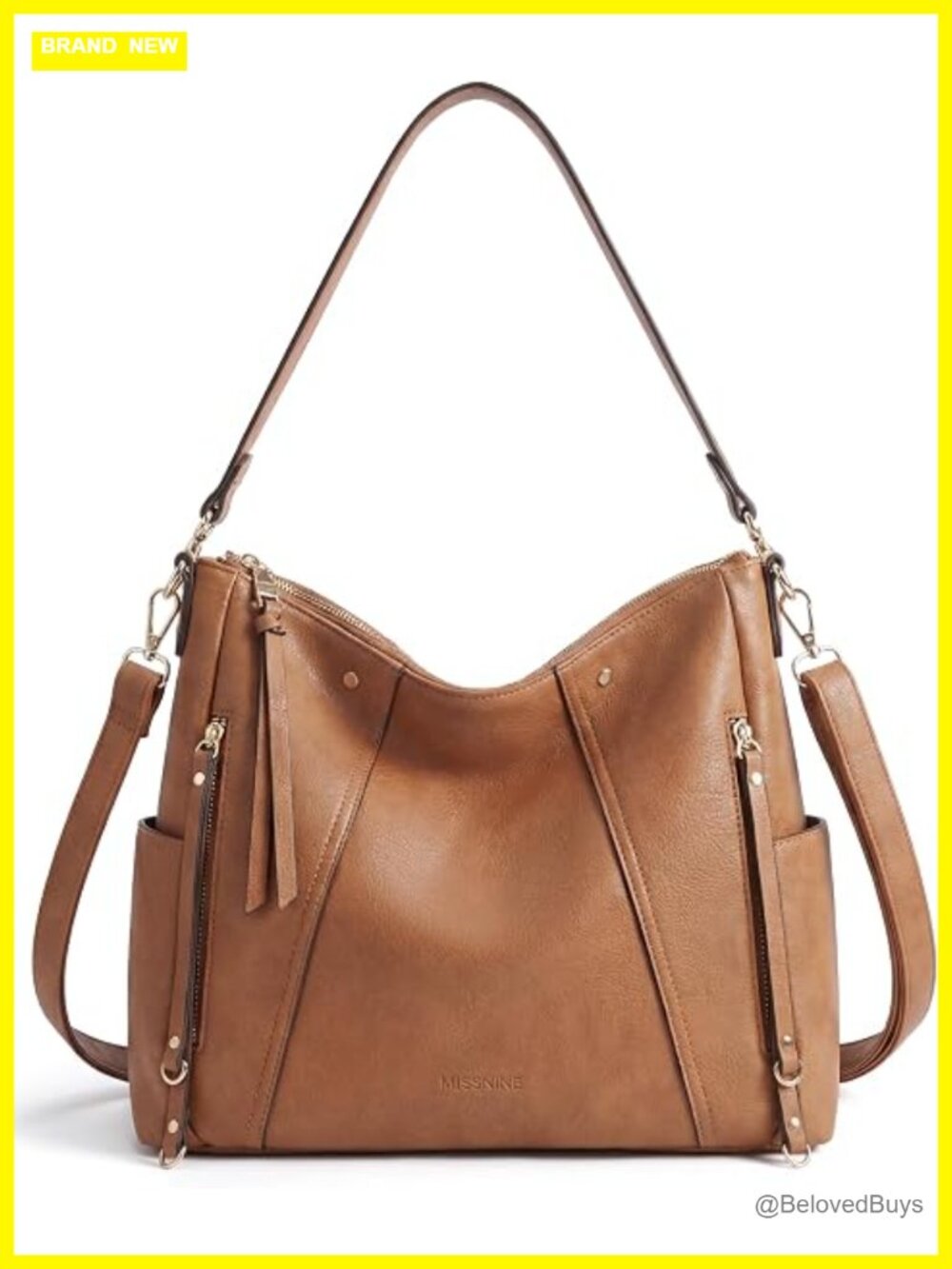 Vegan Leather Hobo Bag Crossbody & Tote with Multiple Pockets